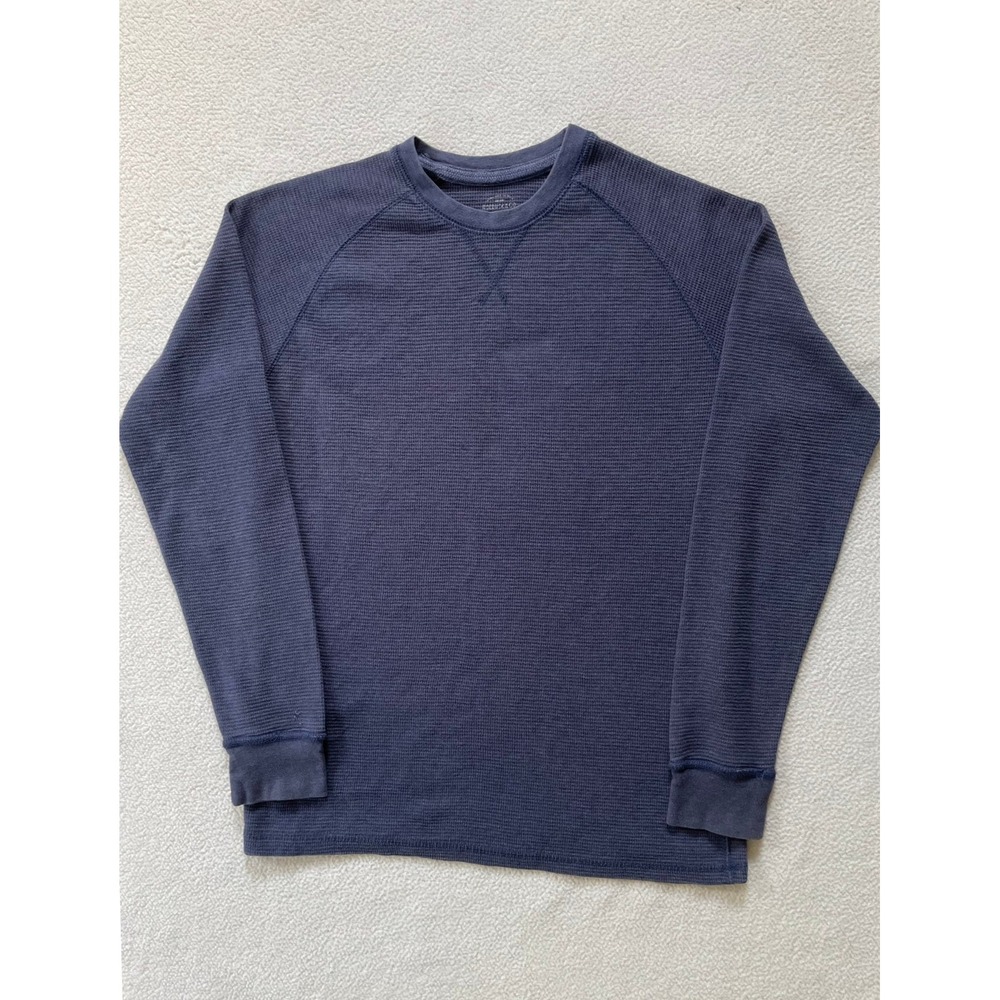 Roebuck & Co Mens Extra Large Thermal Shirt Navy Blue Waffle Knit Raglan XL